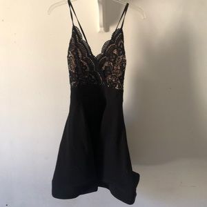 V-neck lace mini dress